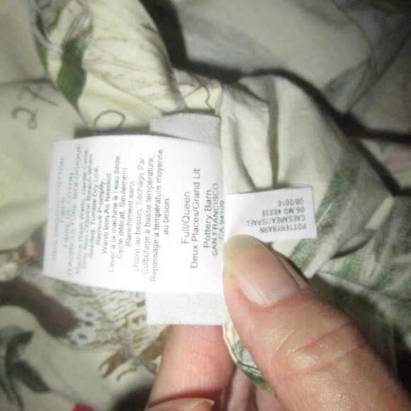 RARE Pottery Barn Amaryllis & Bird Botanical F/Q Duvet Cover & 2 Euro Shams - Picture 6 of 12